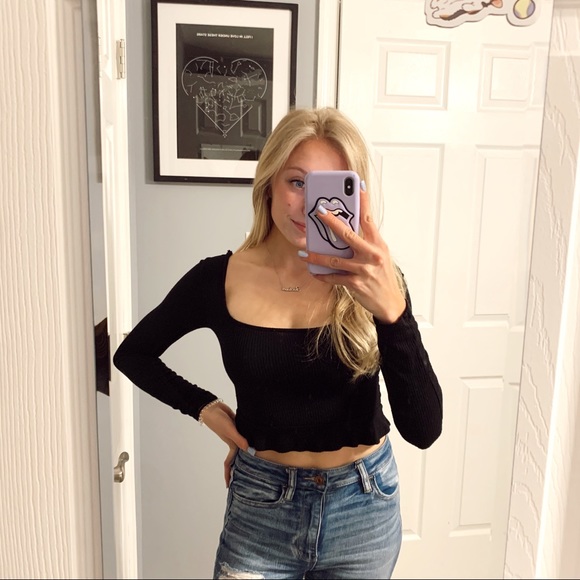 Forever 21 Tops - forever 21 ruffle square neck long sleeve